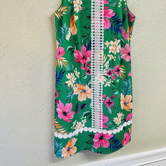 Eliza J Sleeveless Floral Embroidered Lace Trim A-Line Sheath dress Size 14 NWOT - Picture 6 of 12